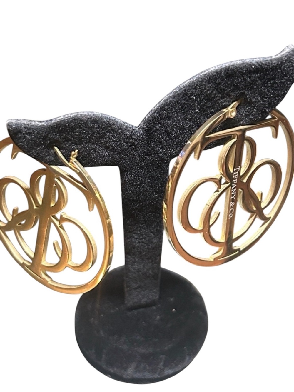Gold Monogram Openwork Hoop Earrings